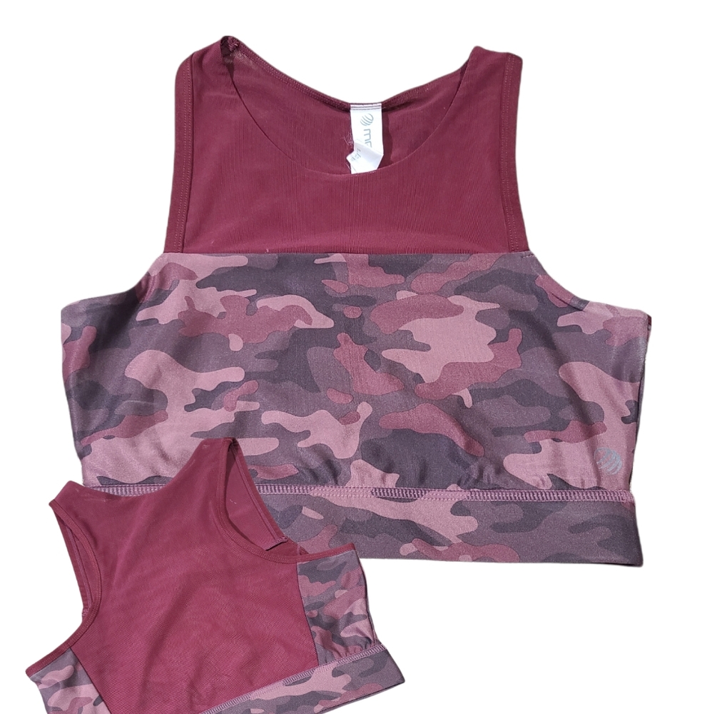 Maroon camouflage MPG sports bra small women's